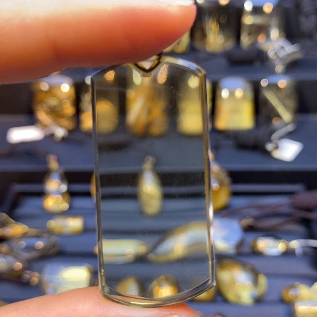 颈饰未镶嵌水晶好**生高品质天然黄水晶无事牌