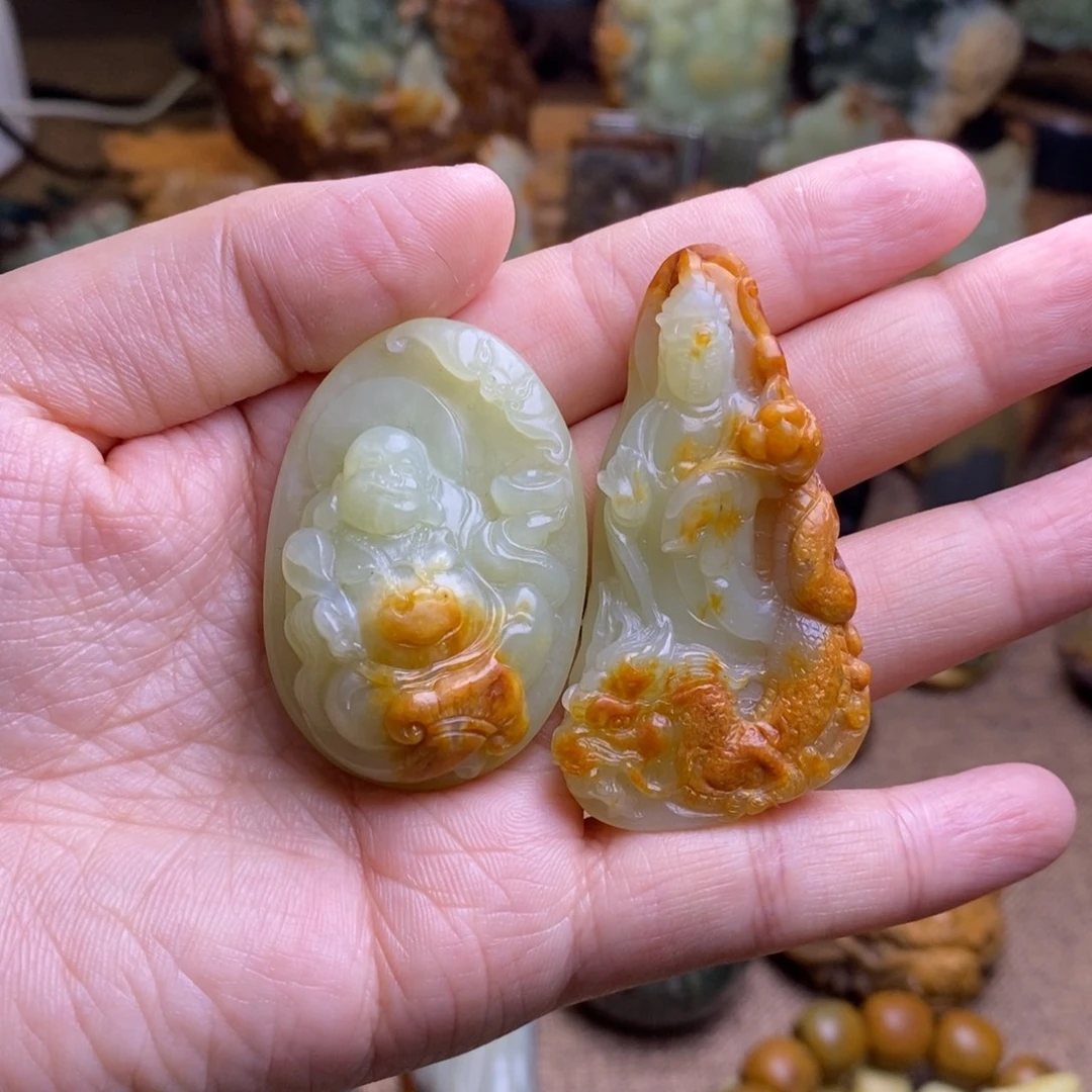 梦***影岫岩河磨玉（透闪石质玉）未镶嵌挂件