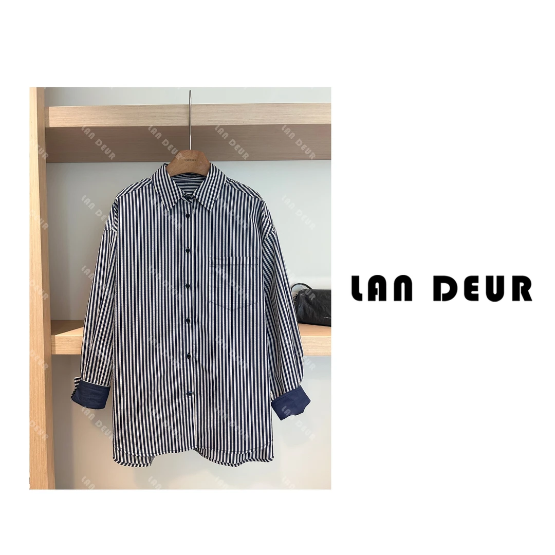 【夏日花语】小众极简老钱风松弛感衬衫条纹气质中长款薄款上衣女