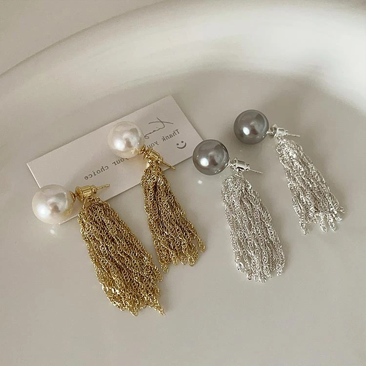 铜合金锆石耳饰 复古法式百搭耳饰时尚气质长款饰品小众个性优雅i