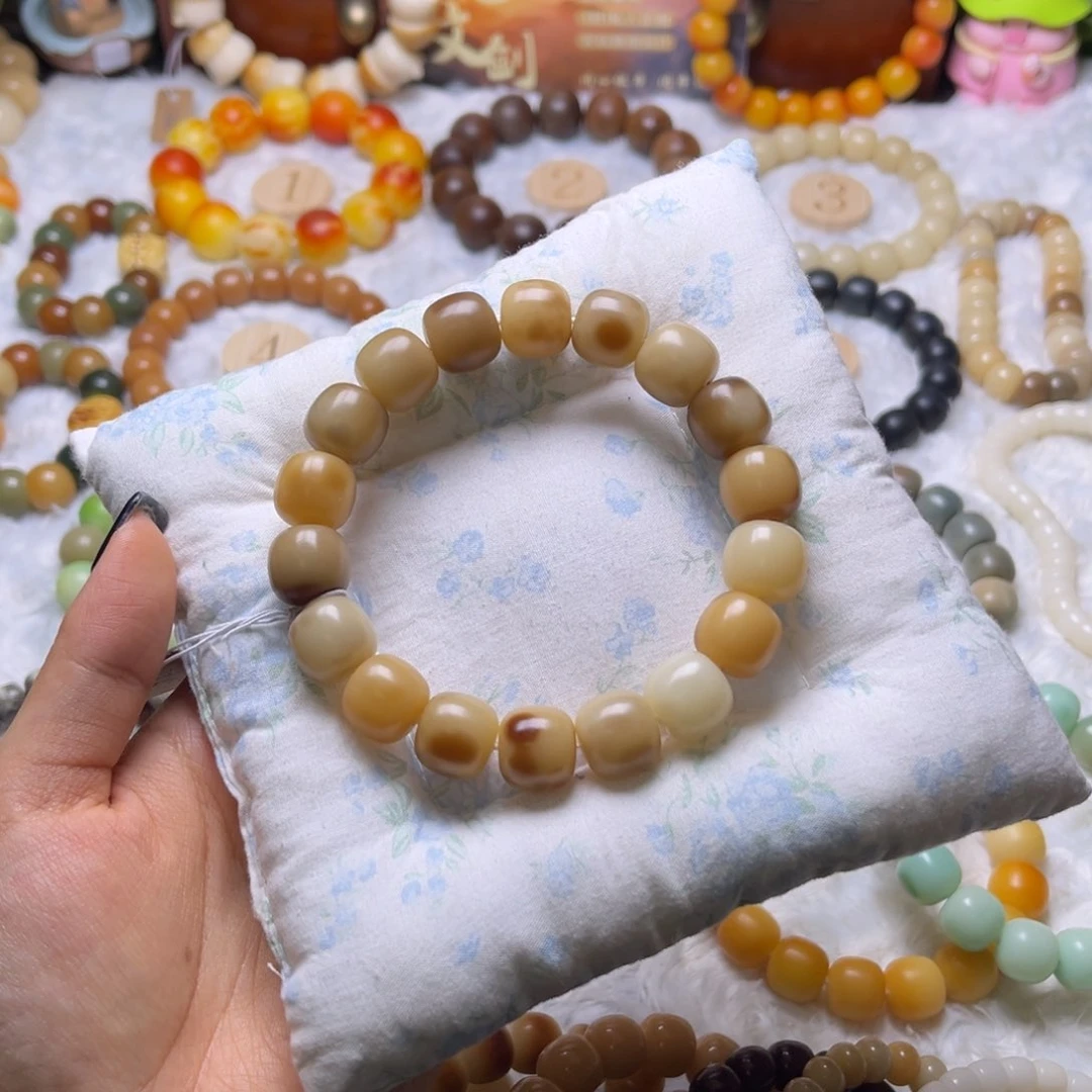 菩提根/象牙果手串微瑕野云斑干磨卡14