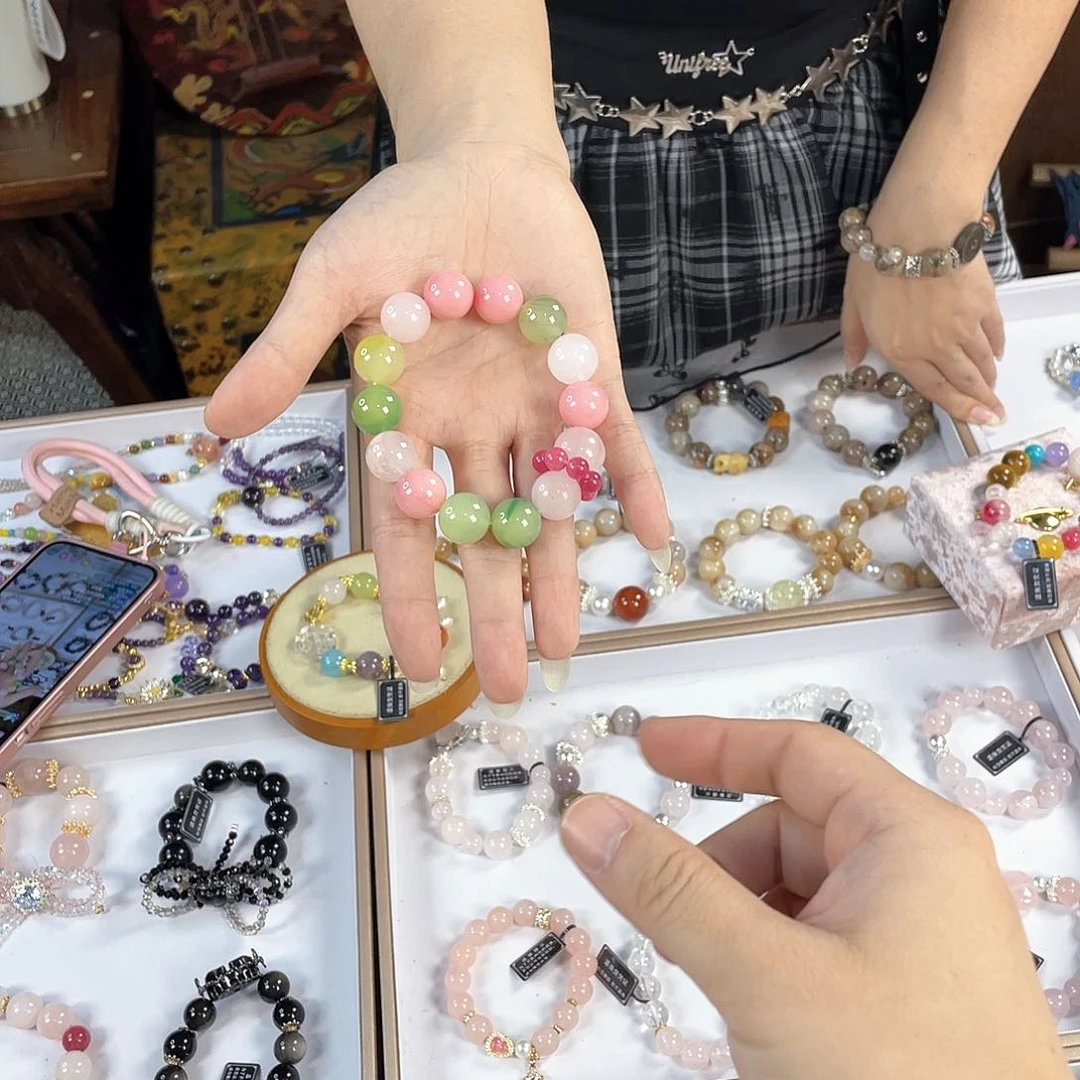 水晶手链银S925镀金镶嵌