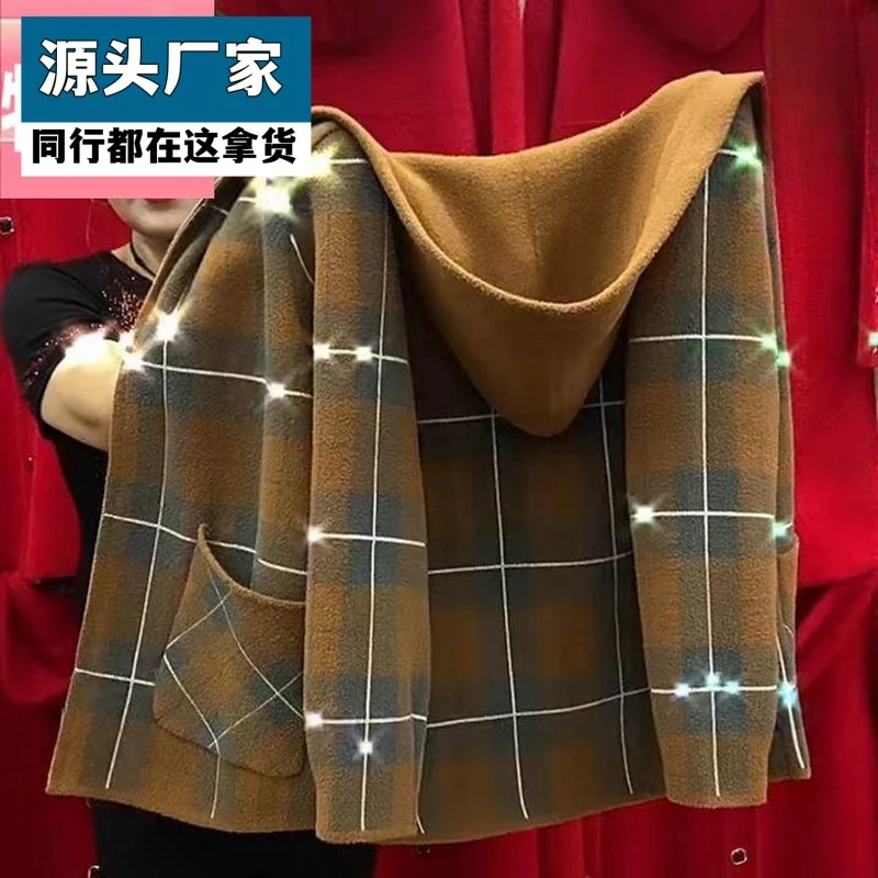 梵乐芬2025女冬装新款短款双面呢格子外套中老年女士200胖妈妈外