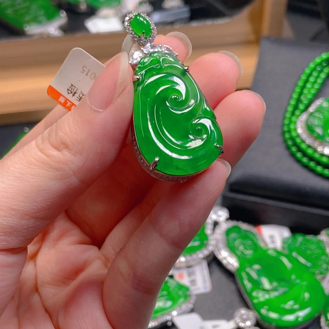 翡翠银S925镶嵌吊坠(不含链)
