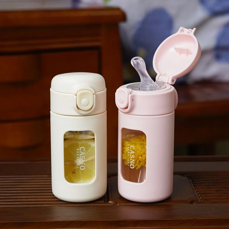 小巧可爱吸管玻璃杯旅行上班族轻奢INS女高颜值耐高温便携孕产妇