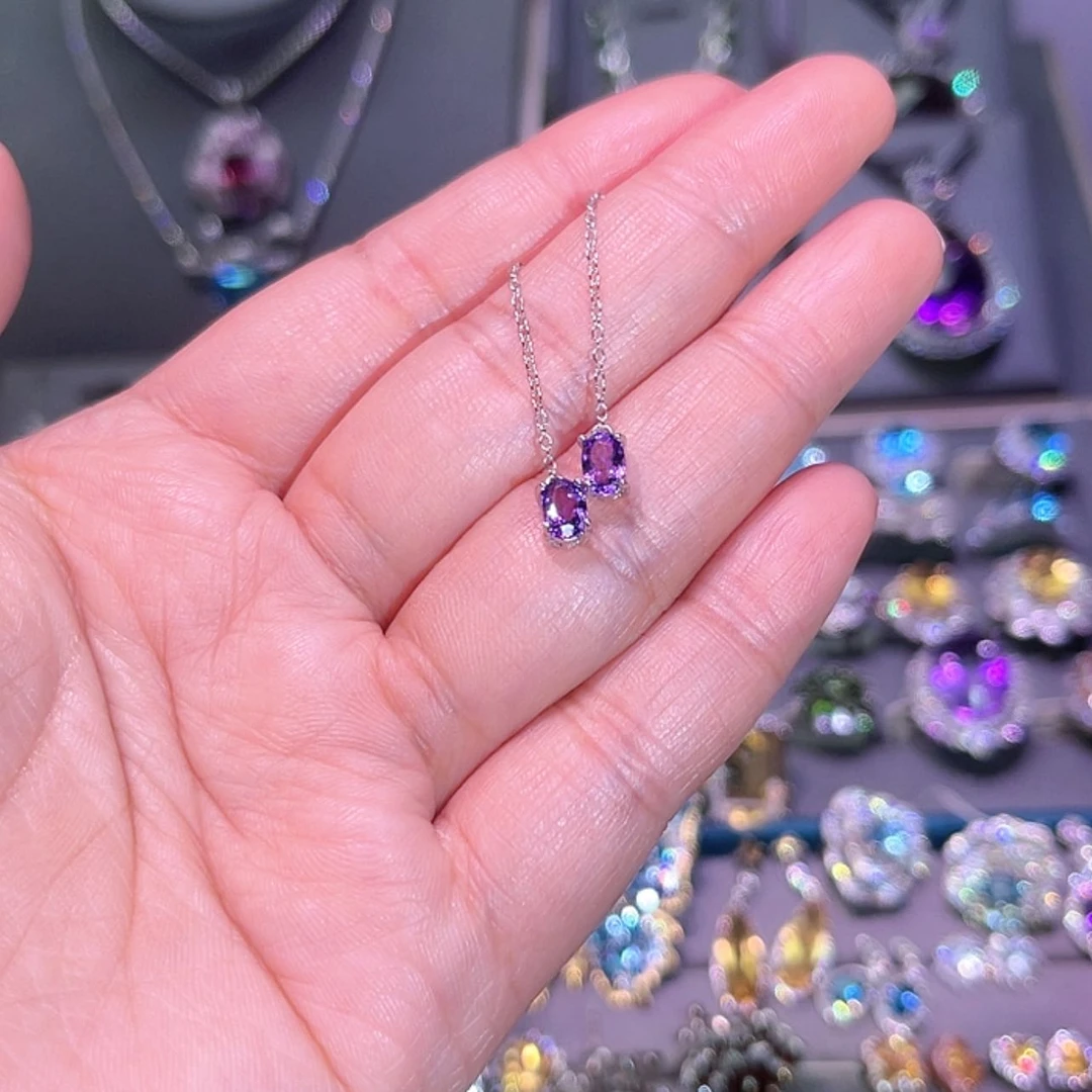 【闪购商品】紫晶耳饰银S925镶嵌耳饰