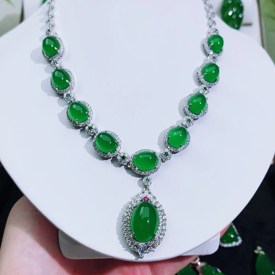 玛瑙/玉髓项链未镶嵌纯天然珠宝玉石满钻大项链银999