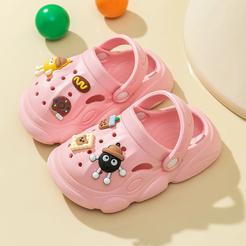 【小菲特专享】儿童夏款包头卡通小煤球室内外软底男女童防滑洞洞鞋