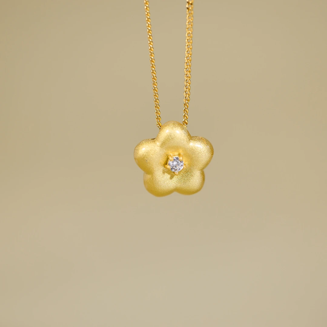 925银银制品 【歪歪】S925古法小金花项链（多样性发一）XB-J5221