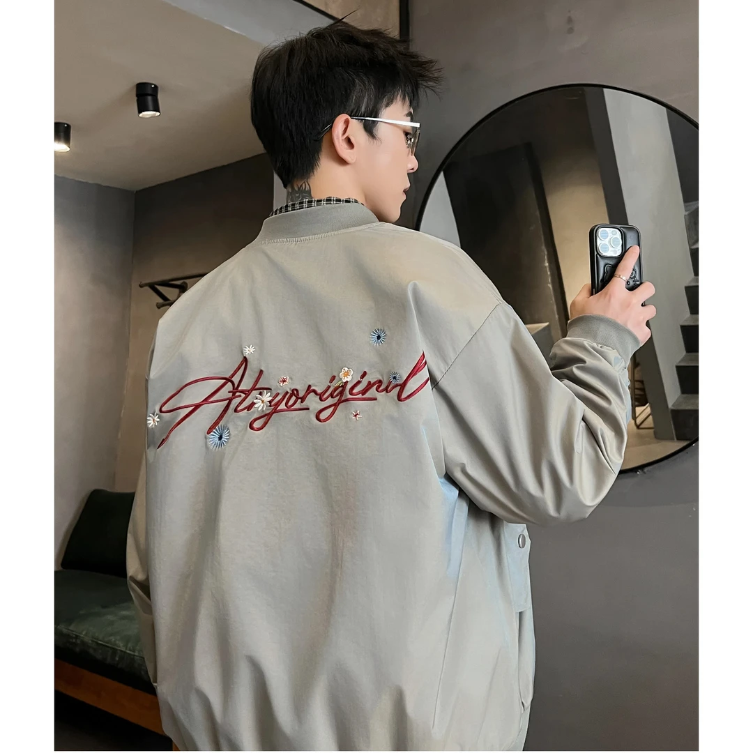 美式复古高街风刺绣飞行员夹克休闲百搭宽松棒球服春秋季外套男女