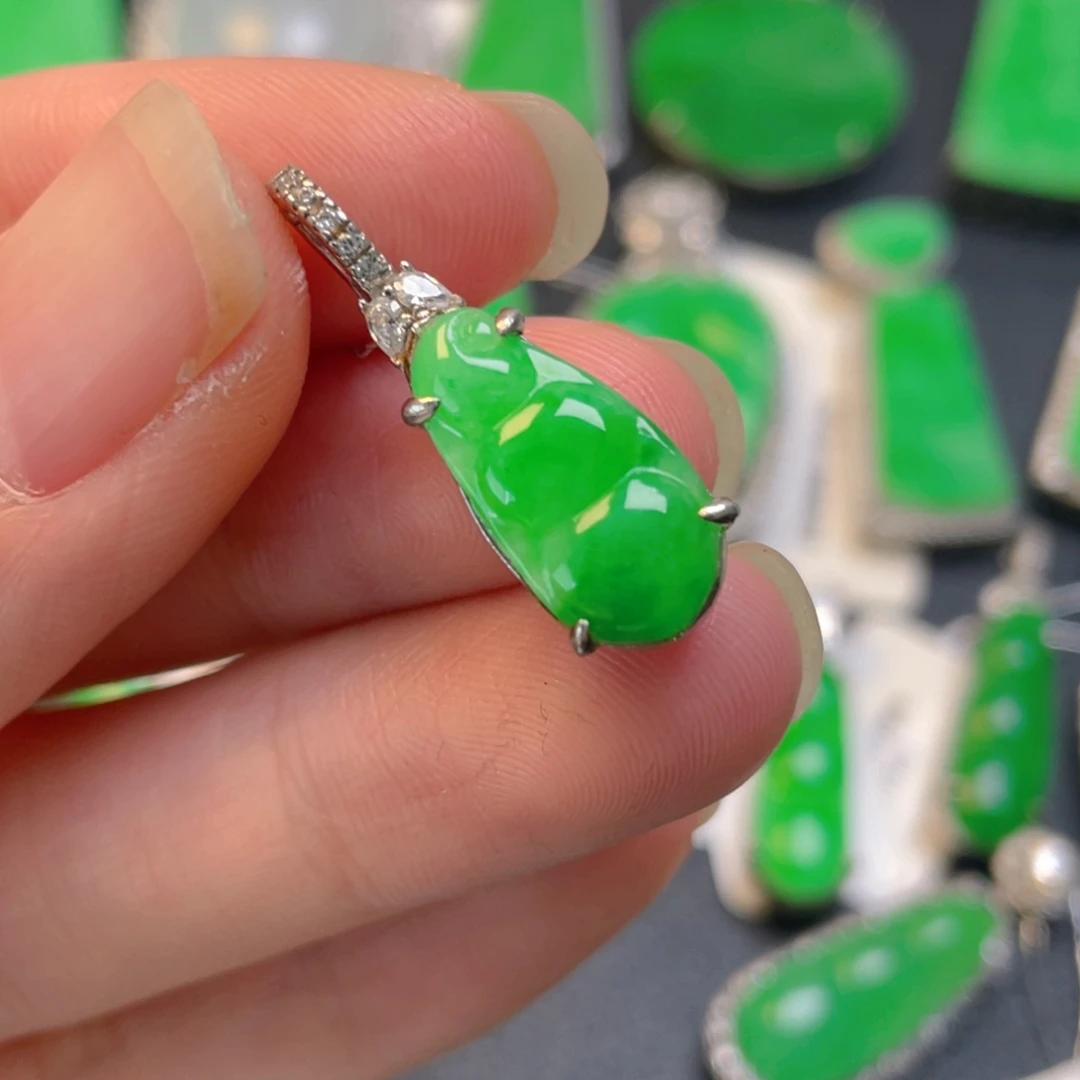 翡翠银S925镶嵌吊坠(不含链)