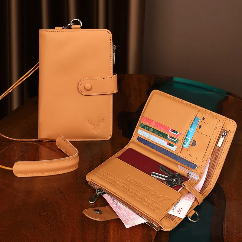 男女通用耐脏手包牛皮长款真皮护照包出行旅行出国专用卡包手拿包