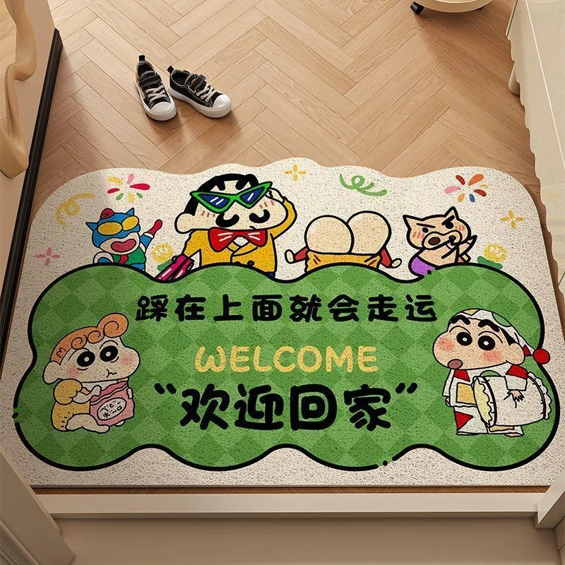 蜡笔小新地垫入户门垫水晶绒脚垫进门玄关室外地毯可裁剪入门Q