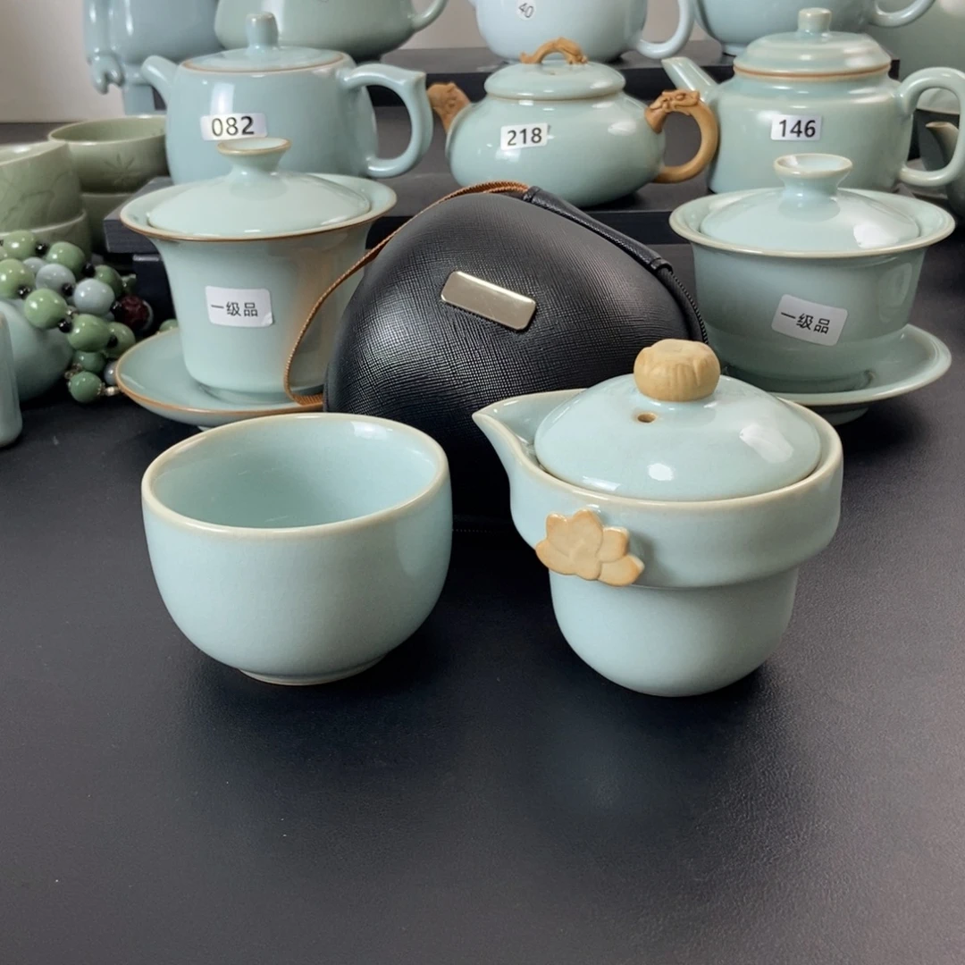 壶一级品天青釉手抓壶套