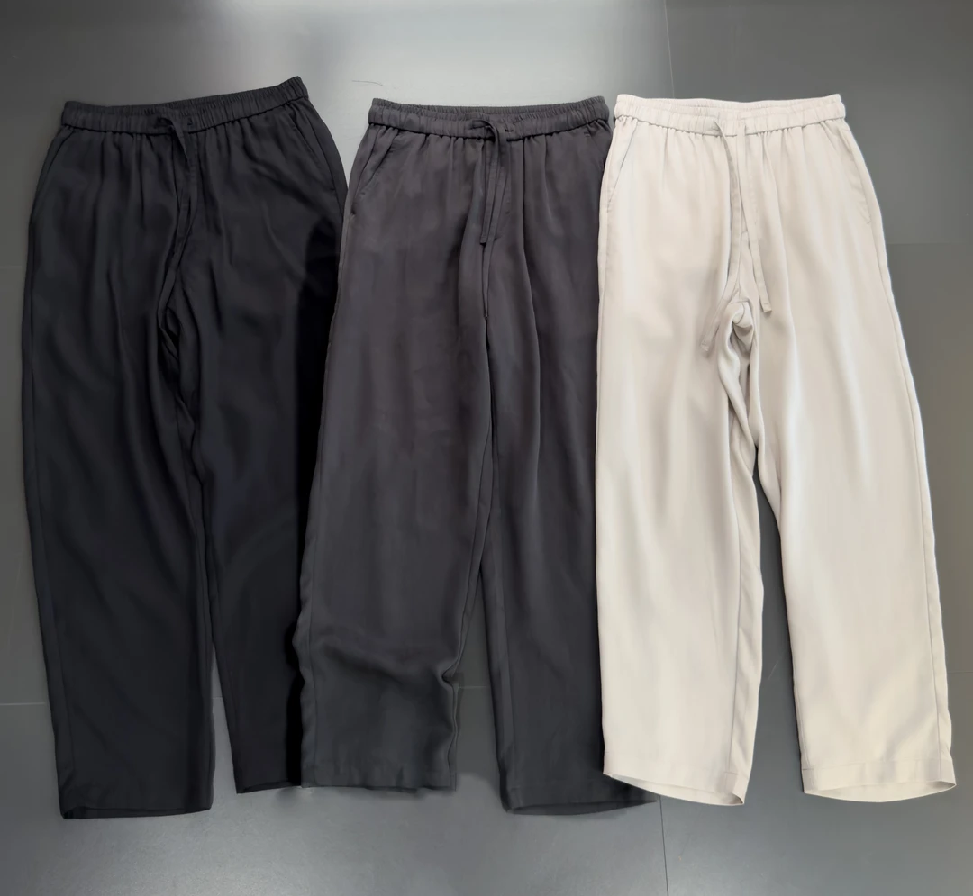 薄款莱塞尔天丝垂感松紧腰裤子新款休闲裤