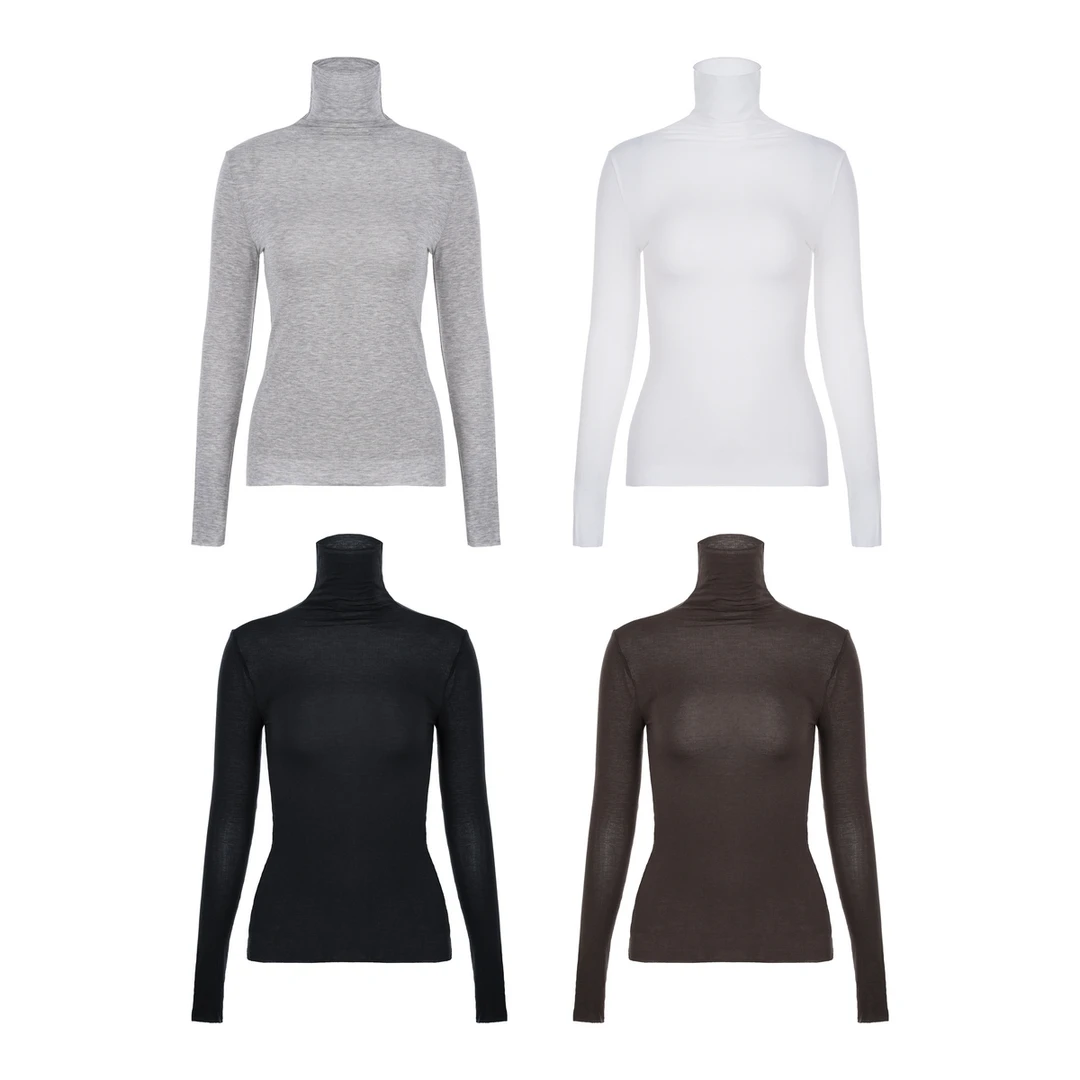 LYNEE【法式裸感】羊绒混纺堆堆领 法式慵懒叠穿套头秋衣LGD2FAT053