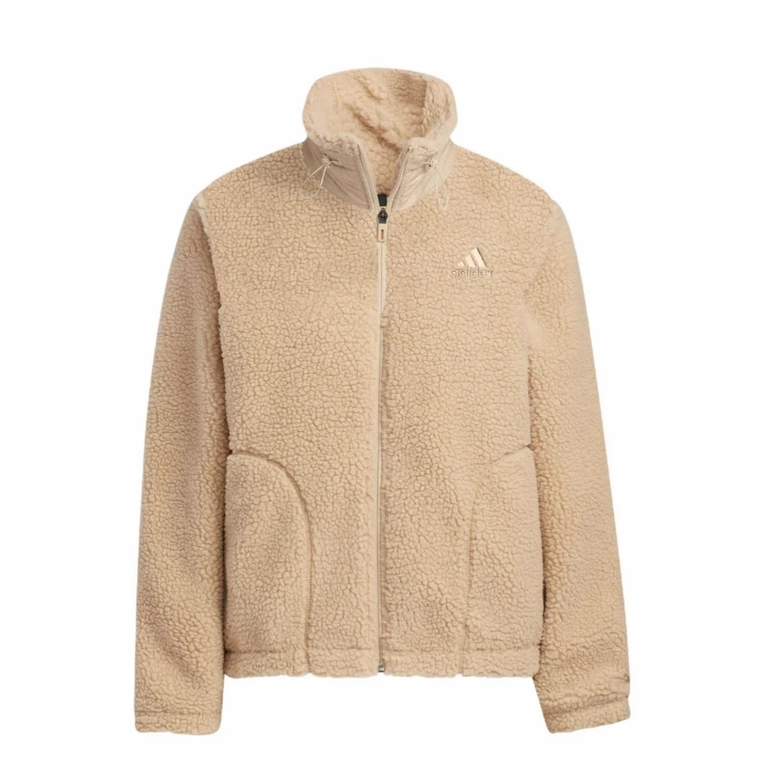 adidas  仿羊羔绒运动立领夹克 卡其色 男女同款 HM7097