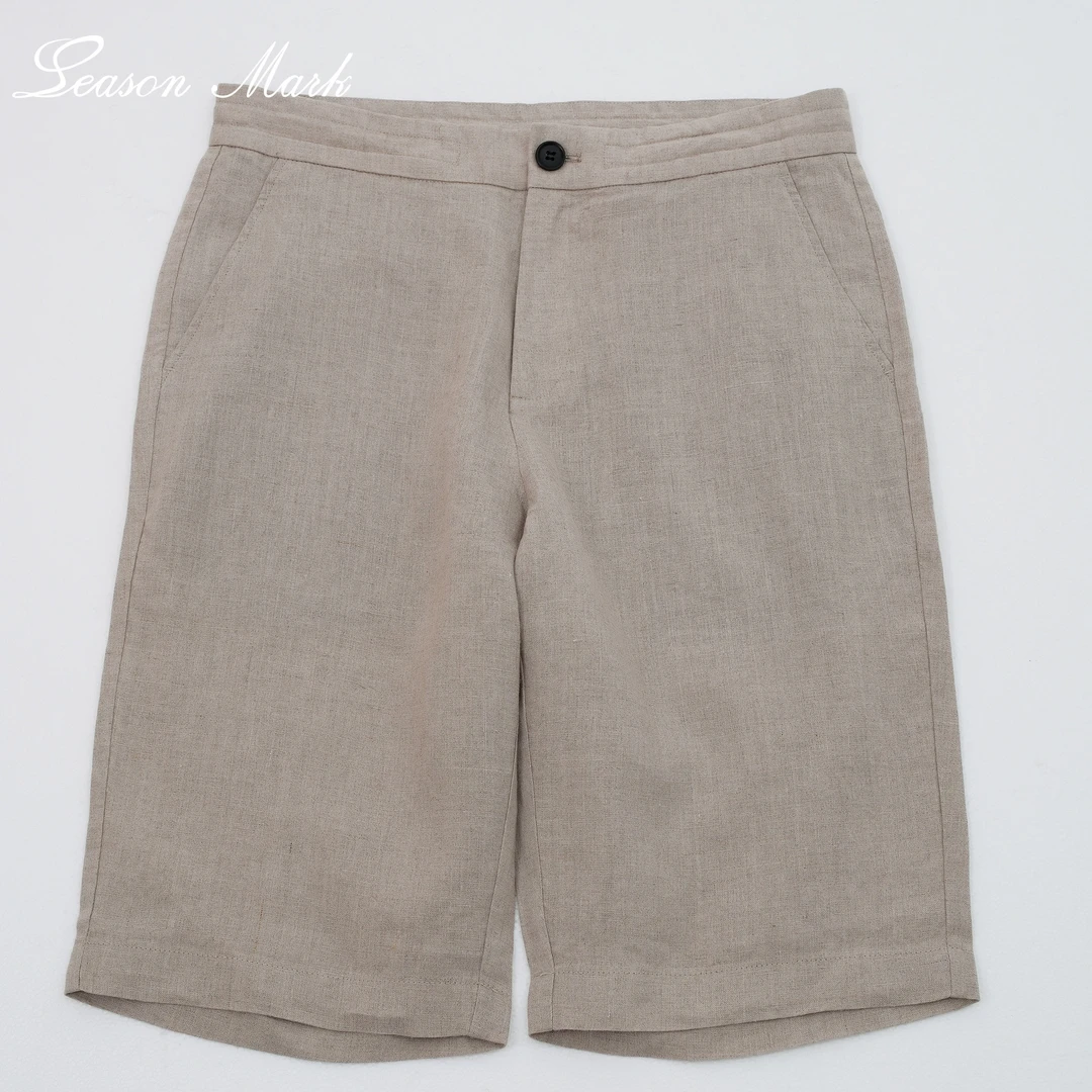 SEASONMARK夏季新款亚麻休闲短裤百搭纯色透气舒适男女同款五分裤