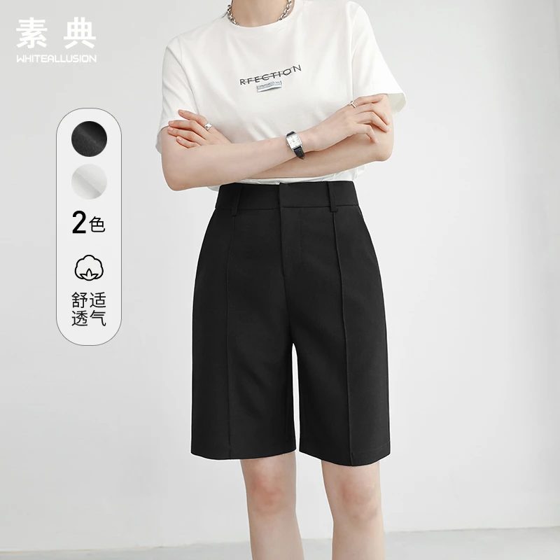 清仓  800薄款垂感韩版宽松高腰直筒阔腿中裤职业休闲五分裤子