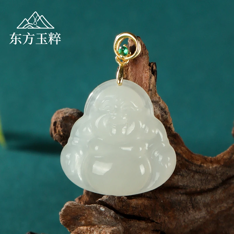 S925银镶和田玉佛公项链-佛公约20*20mm-多样性发货 拍一发一
