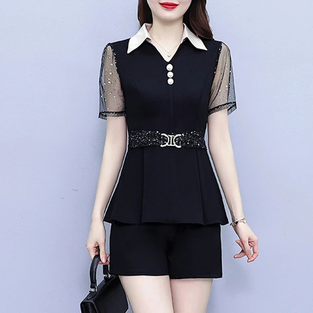 大码女装高端轻奢夏款微胖减龄穿搭两件套性感纯欲胖妹妹短裤套装