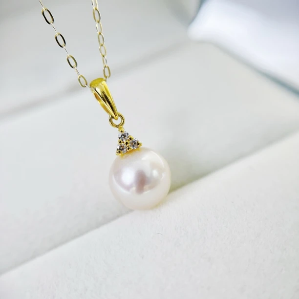 金海祥天然海水akoya珍珠吊坠18k金镶嵌百搭时尚珍珠天女级吊坠