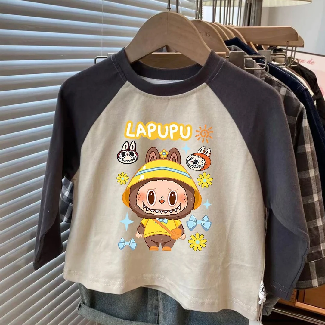 拉布布男女童装纯棉T恤秋季新款儿童百搭长袖上衣中大童潮流薄款