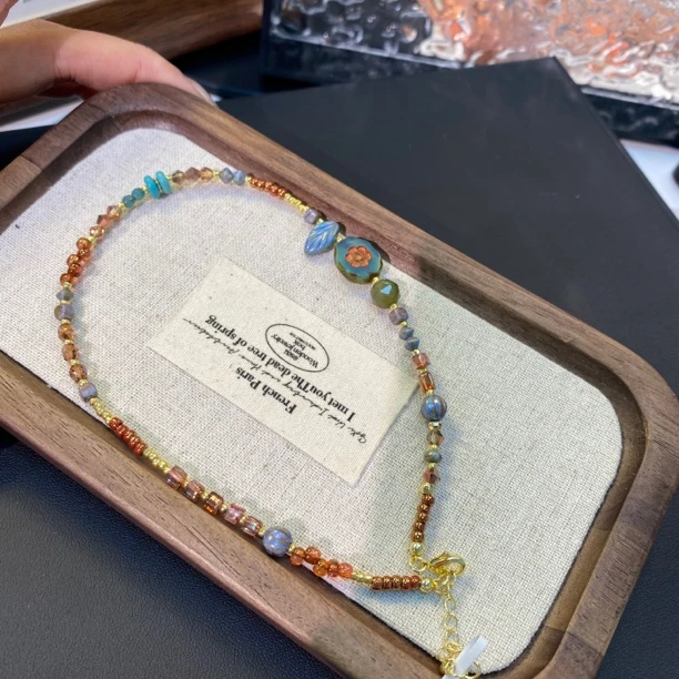 555捷克琉璃小花原创手机链