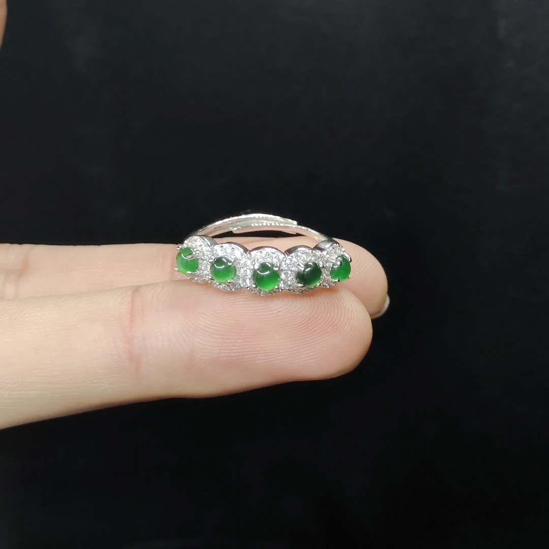 【老三珠宝】翡翠蛋面戒指YC41【多样性发其一】约3mm+