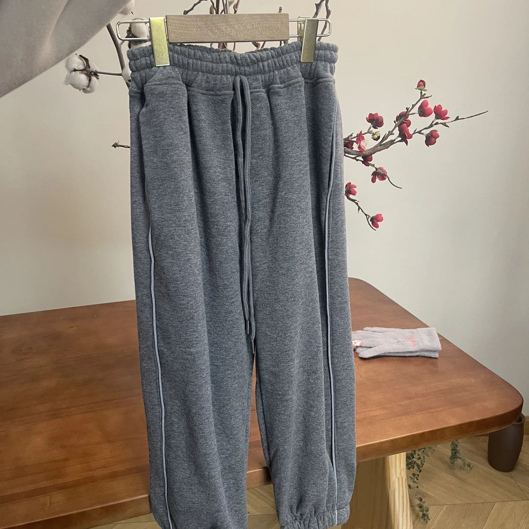 【刘刘妈】2024春秋季时尚百搭纯色运动休闲裤宽松松紧腰打折休闲