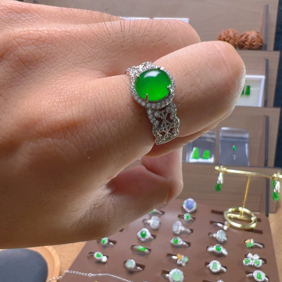 翡翠银S925镶嵌戒指