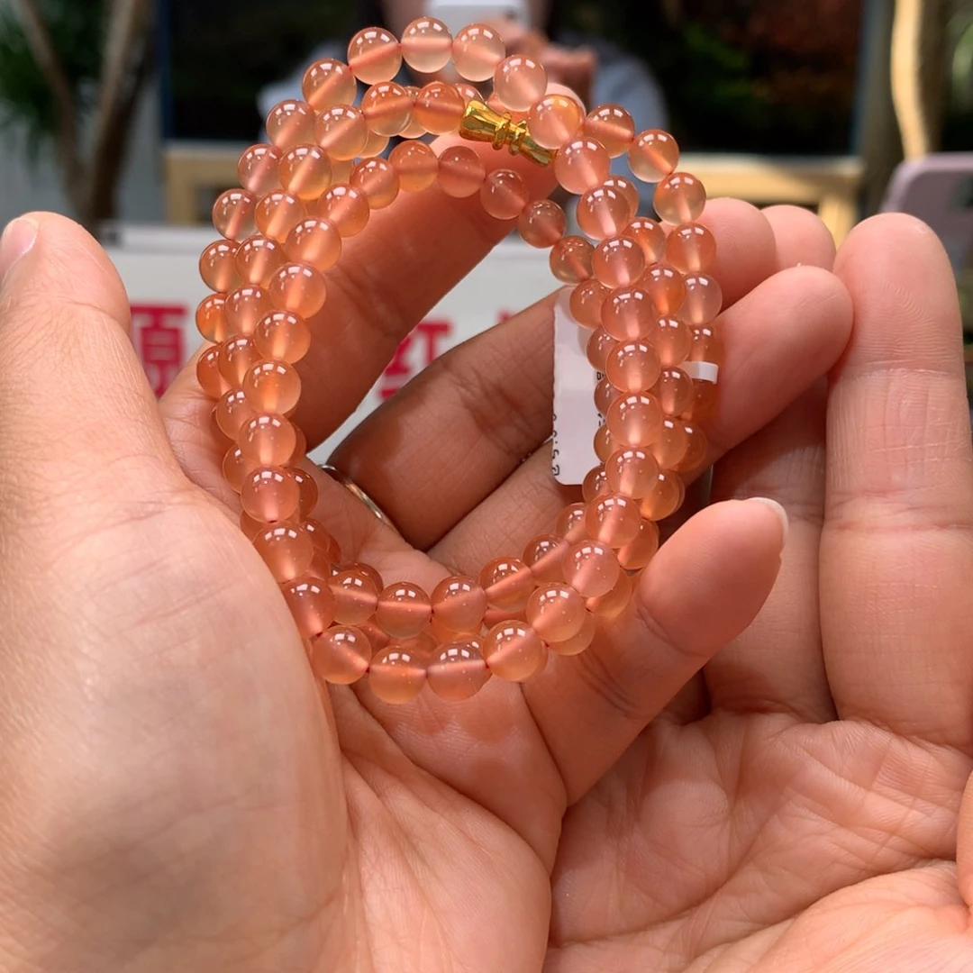 南红玛瑙南红6mm冰粉项链未镶嵌