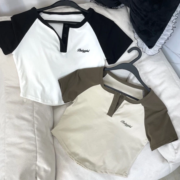 清·拼接撞色Polo 短袖
