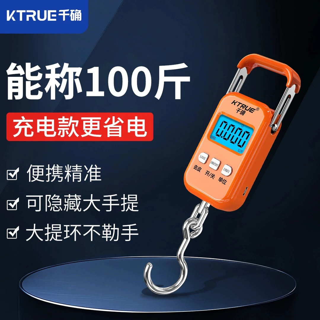 千确精准手提电子秤家用小型高精度便携式买菜专用弹簧秤称鱼器