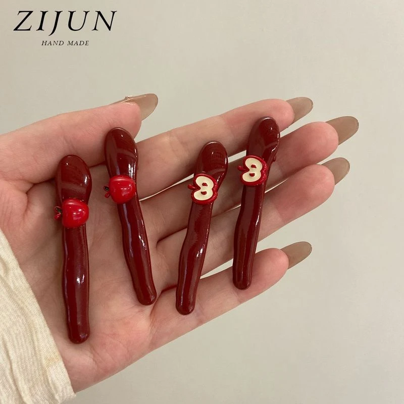 韩国可爱小苹果刘海发夹女儿童发卡安可拉红高颜值侧边鸭嘴一字夹