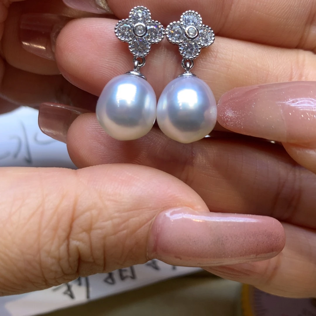 银S925镶嵌耳饰海水珍珠