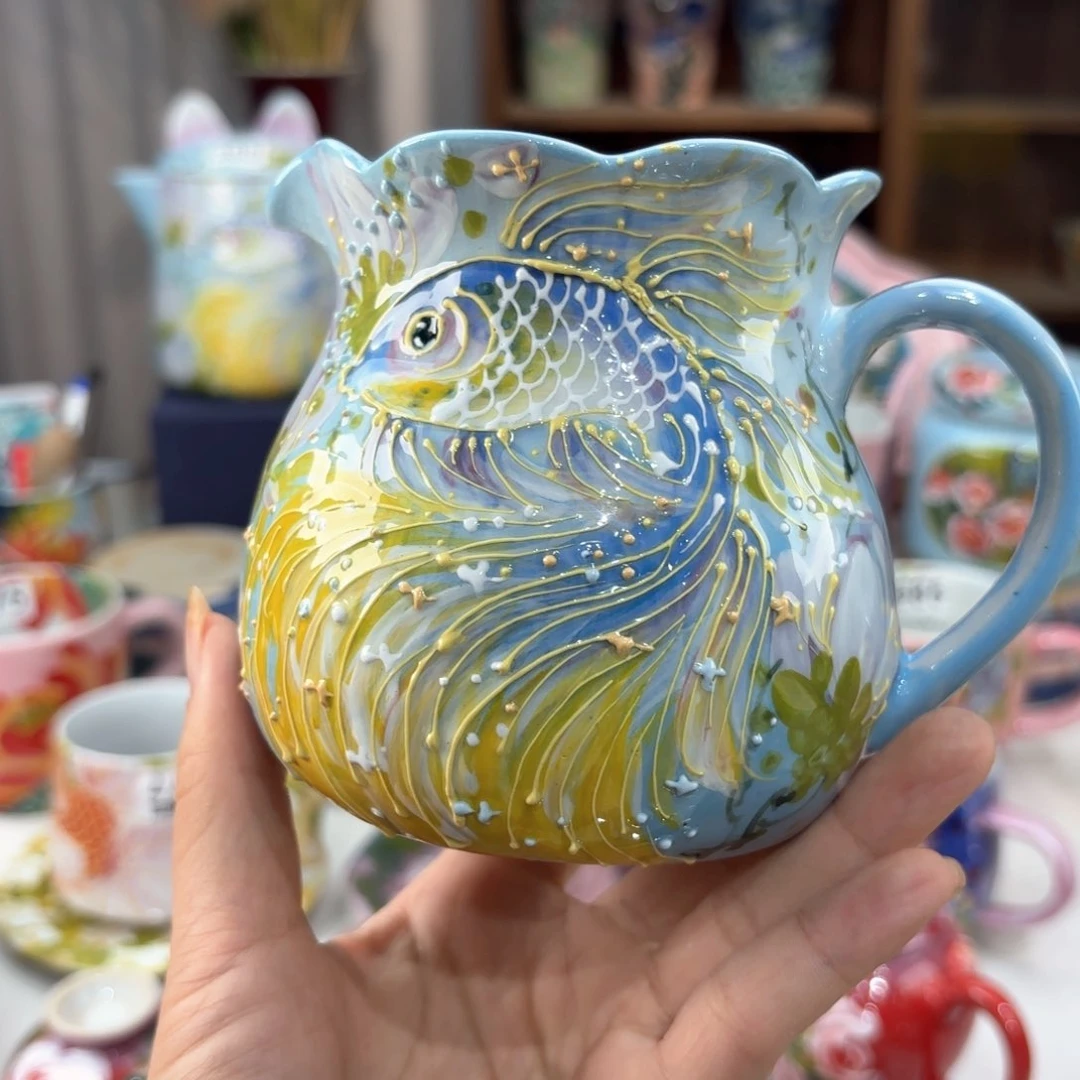 景德镇手绘高温釉下彩陶瓷茶具