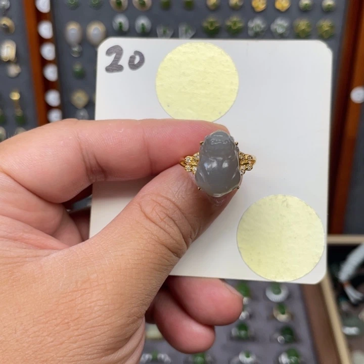 和田玉戒指银S925镶嵌和田玉20