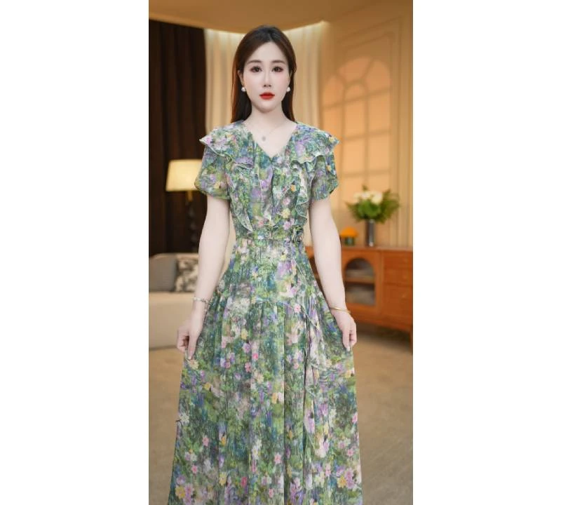 【连衣裙】夏季新款收腰显瘦连衣裙M-4XL