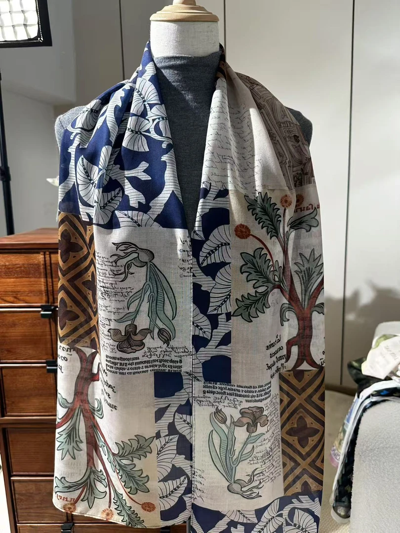 【佩斯利飘带】美院丝棉油画风景小长巾百搭长巾35X160
