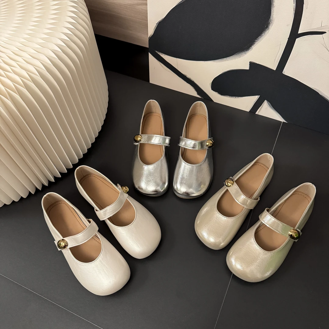 【BY】法式玛丽珍鞋子白色单鞋女2025新款晚晚温柔配裙子平底小皮鞋