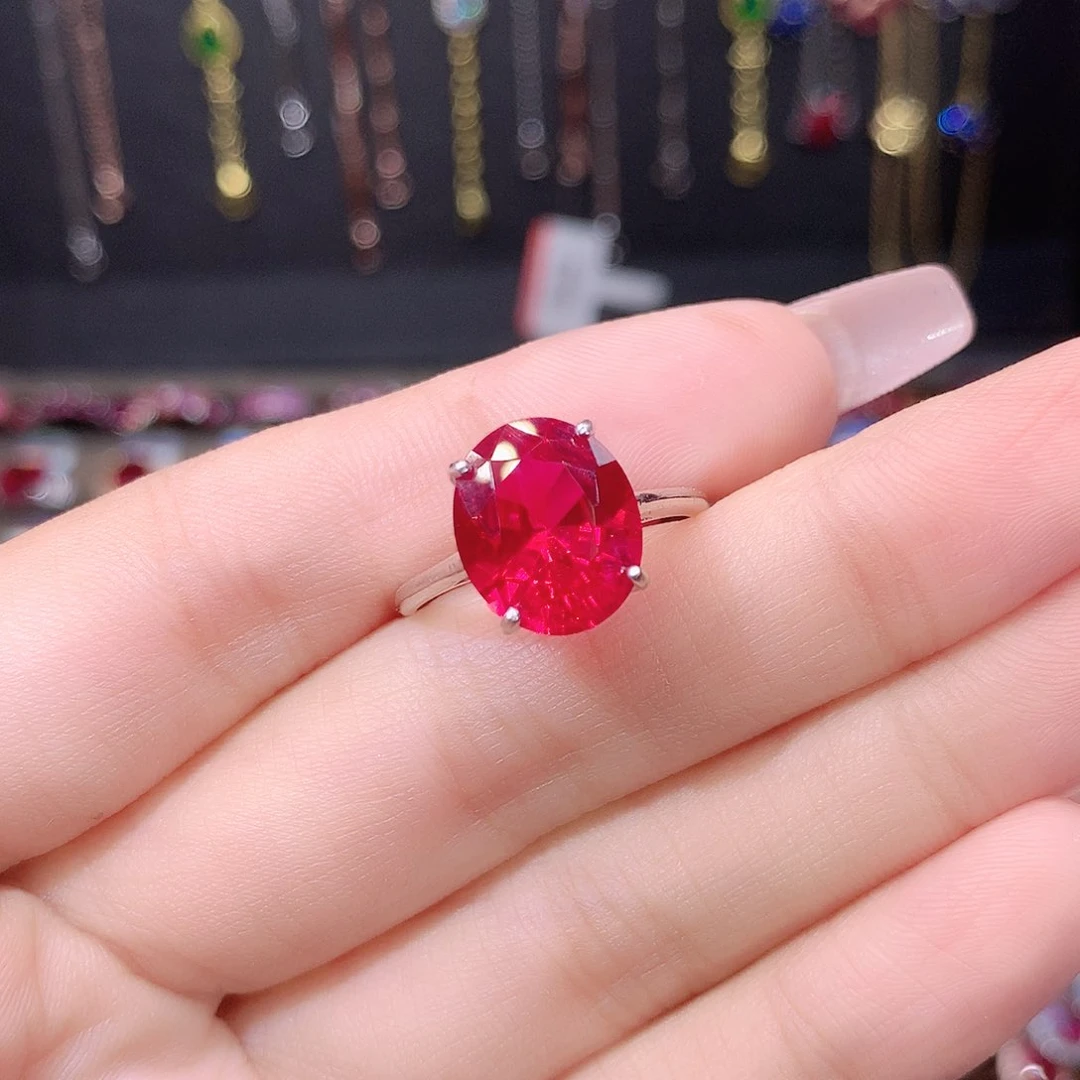 红宝石戒指银S925镶嵌白1012