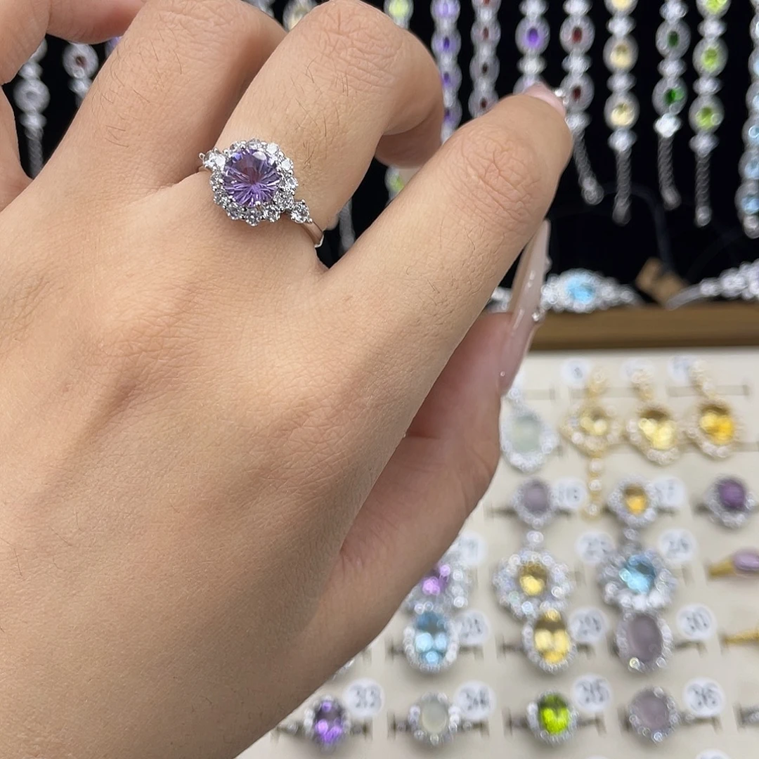 紫晶戒指银S925镶嵌