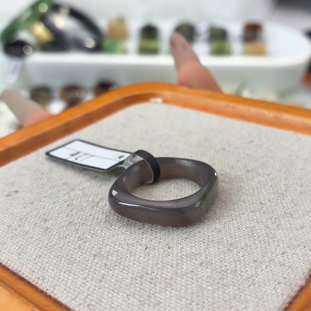 和田玉未镶嵌戒指c74紫翠方圆18.3不退换