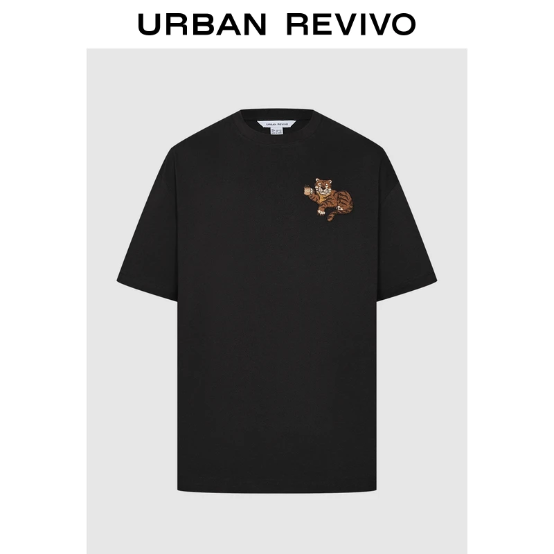 UR2025春季新款男装趣味休闲刺绣圆领短袖T恤UML450105