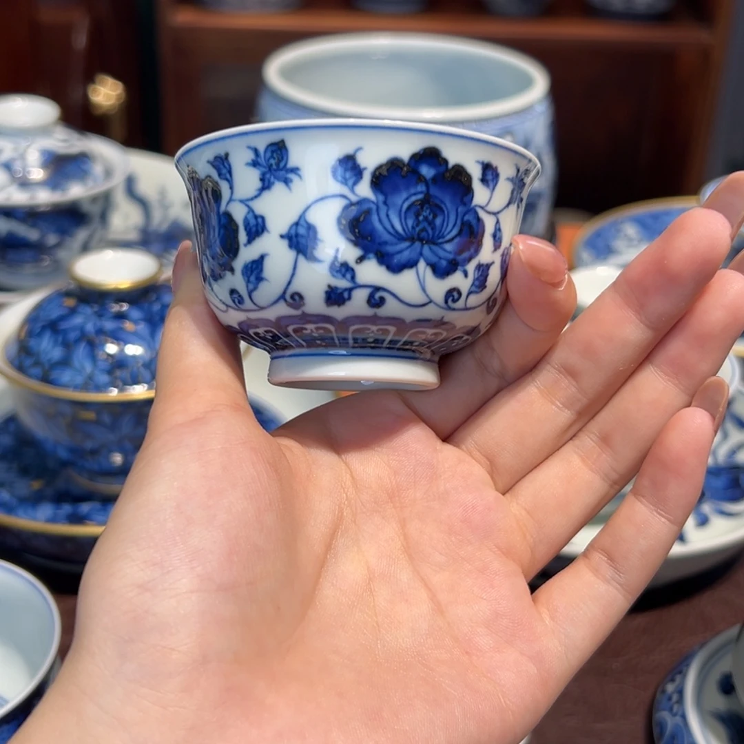 青花雯华堂手绘杯杯