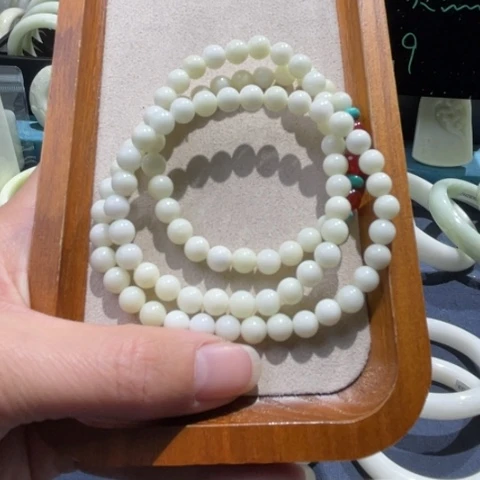 蓝田玉（蛇纹石化大理石玉）手链未镶嵌?****?