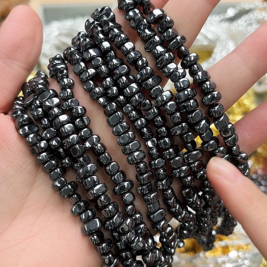 玛瑙/玉髓未镶嵌珠宝半成品卡8黑胆本色碎石一条