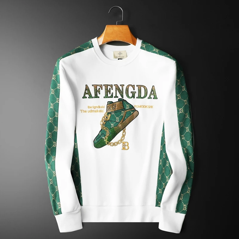 劳玛杜伽秋季潮流印花帅气卫衣男士休闲时尚欧货大码圆领长袖T恤