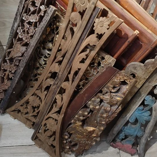 妙***笔香榧木老木雕老花板9片